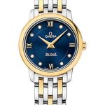 Omega De Ville Prestige Quartz Watch – 27.4 mm Steel Case – 18K Yellow Gold Bezel – Blue Diamond Dial – Yellow Gold-Steel Bracelet – 424.20.27.60.53.002
