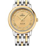 Omega De Ville Prestige Quartz Watch – 27.4 mm Steel Case – Champagne Diamond Dial – Steel And Yellow Gold Bracelet – 424.20.27.60.58.003