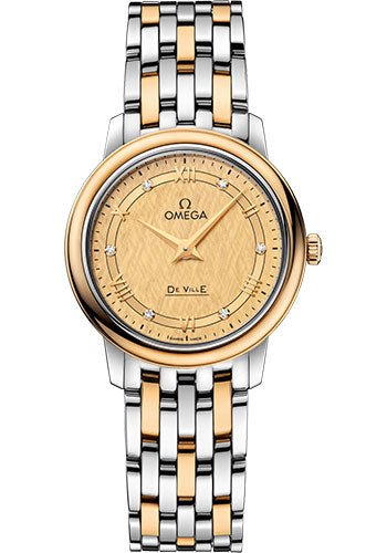Omega De Ville Prestige Quartz Watch – 27.4 mm Steel And Yellow Gold Case – Champagne Dial – 424.20.27.60.58.004