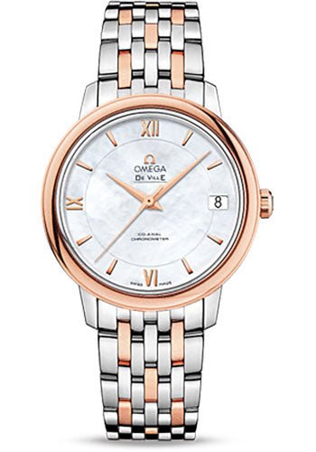 Omega De Ville Prestige Co-Axial Watch – 32.7 mm Steel And Red Gold Case – Mother-Of-Pearl Dial – Two-Tone Steel And Red Gold Bracelet – 424.20.33.20.05.002