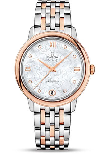 Omega De Ville Prestige Co-Axial Watch – 32.7 mm Steel Case – Red Gold Bezel – Mother-Of-Pearl Dial – Red Gold-Steel Bracelet – 424.20.33.20.55.001