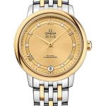 Omega De Ville Prestige Co-Axial Watch – 32.7 mm Steel Case – Yellow Gold Bezel – Champagne Diamond Dial – Steel And Yellow Gold Bracelet – 424.20.33.20.58.002