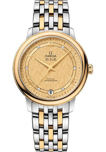 Omega De Ville Prestige Co-Axial Watch – 32.7 mm Steel And Yellow Gold Case – Champagne Dial – 424.20.33.20.58.003