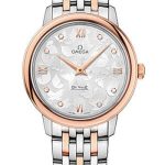 Omega De Ville Prestige Quartz Watch – 32.7 mm Steel Case – 8K Red Gold Bezel – Silver Diamond Dial – Red Gold-Steel Bracelet – 424.20.33.60.52.001