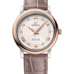 Omega De Ville Prestige Quartz Watch – 27.4 mm Steel And Red Gold Case – Ivory Silvery Dial – Taupe-Brown Leather Strap – 424.23.27.60.52.001
