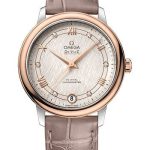 Omega De Ville Prestige Co-Axial Watch – 32.7 mm Steel And Red Gold Case – Ivory Silvery Dial – Taupe-Brown Leather Strap – 424.23.33.20.52.003