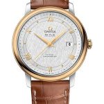 Omega De Ville Prestige Co-Axial Watch – 39.5 mm Steel And Yellow Gold Case – White Silvery Dial – Light Brown Leather Strap – 424.23.40.20.02.001