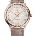 Omega De Ville Prestige Co-Axial Watch – 39.5 mm Steel And Red Gold Case – Ivory Silvery Dial – Taupe-Brown Leather Strap – 424.23.40.20.02.003