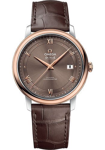 Omega De Ville Prestige Co-Axial Watch – 39.5 mm Steel And Red Gold Case – Chestnut Dial – Brown Leather Strap – 424.23.40.20.13.001