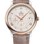 Omega De Ville Prestige Co-Axial Power Reserve Watch – 39.5 mm Steel And Red Gold Case – Ivory Silvery Dial – Taupe-Brown Leather Strap – 424.23.40.21.02.001