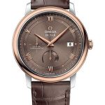 Omega De Ville Prestige Co-Axial Power Reserve Watch – 39.5 mm Steel And Red Gold Case – Chestnut Dial – Brown Leather Strap – 424.23.40.21.13.001