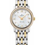 Omega De Ville Prestige Quartz Watch – 24.4 mm Steel And Yellow Gold Case – Diamond Bezel – Mother-Of-Pearl Diamond Dial – 424.25.24.60.55.001