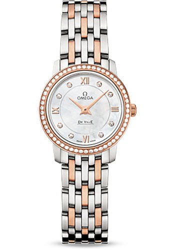 Omega De Ville Prestige Quartz Watch – 24.4 mm Steel And Red Gold Case – Diamond-Set Red Gold Bezel – Mother-Of-Pearl Diamond Dial – Two-Tone Steel And Red Gold Bracelet – 424.25.24.60.55.002