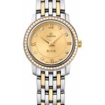Omega De Ville Prestige Quartz Watch – 24.4 mm Steel And Yellow Gold Case – Diamond Bezel – Champagne Diamond Dial – 424.25.24.60.58.001