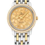 Omega De Ville Prestige Quartz Watch – 27.4 mm Steel Case – Diamond-Set Yellow Gold Bezel – Champagne Diamond Dial – Yellow Gold-Steel Bracelet – 424.25.27.60.58.002