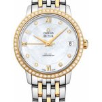 Omega De Ville Prestige Co-Axial Watch – 32.7 mm Steel And Yellow Gold Case – Diamond Bezel – Mother-Of-Pearl Diamond Dial – 424.25.33.20.55.001