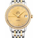 Omega De Ville Prestige Co-Axial Watch – 32.7 mm Steel And Yellow Gold Case – Diamond Bezel – Champagne Diamond Dial – 424.25.33.20.58.001