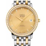 Omega De Ville Prestige Co-Axial Watch – 36.8 mm Steel And Yellow Gold Case – Diamond Bezel – Champagne Diamond Dial – 424.25.37.20.58.001