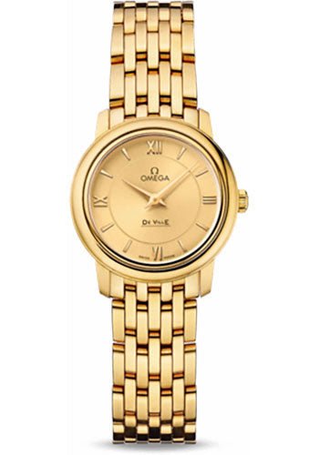 Omega De Ville Prestige Quartz Watch – 24.4 mm Yellow Gold Case – Champagne Dial – 424.50.24.60.08.001