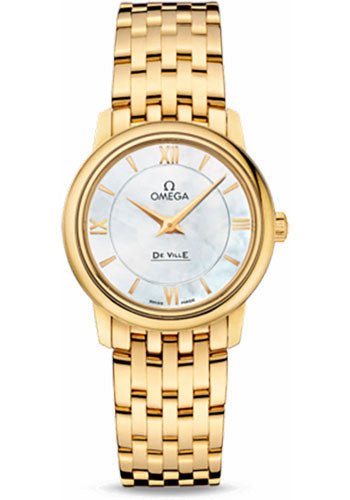 Omega De Ville Prestige Quartz Watch – 27.4 mm Yellow Gold Case – Mother-Of-Pearl Dial – 424.50.27.60.05.001