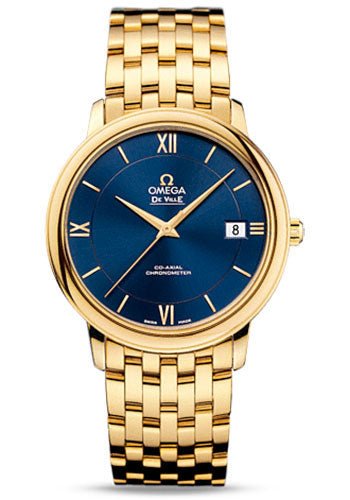 Omega De Ville Prestige Co-Axial Watch – 36.8 mm Yellow Gold Case – Blue Dial – 424.50.37.20.03.001