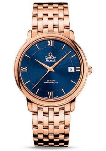 Omega De Ville Prestige Co-Axial Watch – 36.8 mm Red Gold Case – Blue Dial – 424.50.37.20.03.002