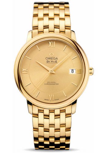 Omega De Ville Prestige Co-Axial Watch – 36.8 mm Yellow Gold Case – Champagne Dial – 424.50.37.20.08.001