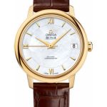 Omega De Ville Prestige Co-Axial Watch – 32.7 mm Yellow Gold Case – Mother-Of-Pearl Dial – Brown Leather Strap – 424.53.33.20.05.002