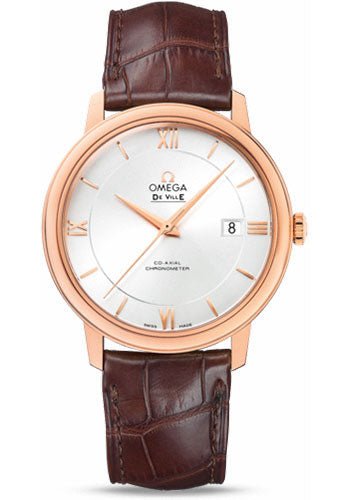 Omega De Ville Prestige Co-Axial Watch – 39.5 mm Red Gold Case – Silver Dial – Brown Leather Strap – 424.53.40.20.02.001