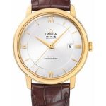 Omega De Ville Prestige Co-Axial Watch – 39.5 mm Yellow Gold Case – Silver Dial – Brown Leather Strap – 424.53.40.20.02.002