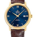 Omega De Ville Prestige Co-Axial Watch – 39.5 mm Yellow Gold Case – Blue Dial – Brown Leather Strap – 424.53.40.20.03.001