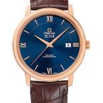 Omega De Ville Prestige Co-Axial Watch – 39.5 mm Red Gold Case – Blue Dial – Brown Leather Strap – 424.53.40.20.03.002