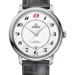 Omega De Ville Prestige Co-Axial De Ville 50th anniversary Watch – 39.5 mm White Gold Case – White Enamel Dial – Grey Leather Strap – 424.53.40.20.04.002
