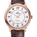 Omega De Ville Prestige Co-Axial De Ville 50th anniversary Watch – 39.5 mm Red Gold Case – White Enamel Dial – Brown Leather Strap – 424.53.40.20.04.004