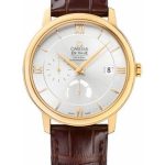 Omega De Ville Prestige Power Reserver Co-Axial Watch – 39.5 mm Yellow Gold Case – Silver Dial – Brown Leather Strap – 424.53.40.21.02.002