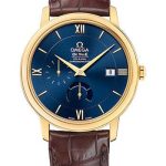 Omega De Ville Prestige Power Reserver Co-Axial Watch – 39.5 mm Yellow Gold Case – Blue Dial – Brown Leather Strap – 424.53.40.21.03.001