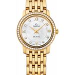 Omega De Ville Prestige Quartz Watch – 24.4 mm Yellow Gold Case – Diamond Bezel – Mother-Of-Pearl Diamond Dial – 424.55.24.60.55.001