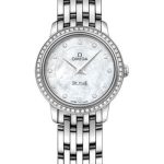 Omega De Ville Prestige Quartz Watch – 24.4 mm White Gold Case – Diamond Bezel – Mother-Of-Pearl Diamond Dial – 424.55.24.60.55.003