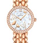 Omega De Ville Prestige Quartz Dewdrop Watch – 27.4 mm Red Gold Case – Delicate Diamond-Set Bezel – Red Gold Dial – 424.55.27.60.55.003