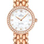 Omega De Ville Prestige Quartz Dewdrop Watch – 27.4 mm Red Gold Case – Radiant Diamond-Set Bezel – Mother-Of-Pearl Dial – 424.55.27.60.55.004