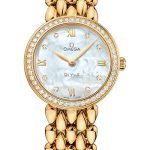 Omega De Ville Prestige Quartz Dewdrop Watch – 27.4 mm Yellow Gold Case – Radiant Diamond-Set Bezel – Mother-Of-Pearl Dial – 424.55.27.60.55.006
