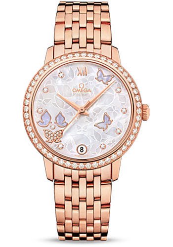 Omega De Ville Prestige Co-Axial Watch – 36.8 mm Red Gold Case – Diamond Bezel – Mother-Of-Pearl Diamond Dial – 424.55.33.20.55.004