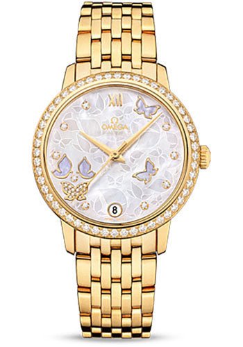 Omega De Ville Prestige Co-Axial Watch – 36.8 mm Yellow Gold Case – Diamond Bezel – Mother-Of-Pearl Diamond Dial – 424.55.33.20.55.005