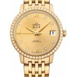 Omega De Ville Prestige Co-Axial Watch – 32.7 mm Yellow Gold Case – Diamond Bezel – Champagne Diamond Dial – 424.55.33.20.58.001