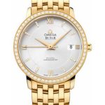 Omega De Ville Prestige Co-Axial Watch – 36.8 mm Yellow Gold Case – Diamond Bezel – Silver Diamond Dial – 424.55.37.20.52.002