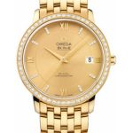 Omega De Ville Prestige Co-Axial Watch – 36.8 mm Yellow Gold Case – Diamond Bezel – Champagne Diamond Dial – 424.55.37.20.58.001