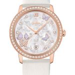 Omega De Ville Prestige Co-Axial Watch – 36.8 mm Red Gold Case – Diamond Bezel – Mother-Of-Pearl Diamond Dial – White Leather Strap – 424.57.37.20.55.003