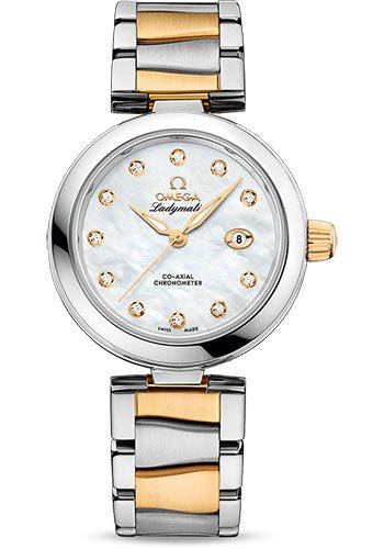 Omega De Ville Ladymatic Omega Co-Axial Watch – 34 mm Steel Case – White Diamond Dial – Steel And Yellow Gold Bracelet – 425.20.34.20.55.003