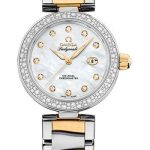 Omega De Ville Ladymatic Omega Co-Axial Watch – 34 mm Steel – Yellow Gold Case – Diamond Bezel – White Diamond Dial – Yellow Gold And Steel Bracelet – 425.25.34.20.55.003