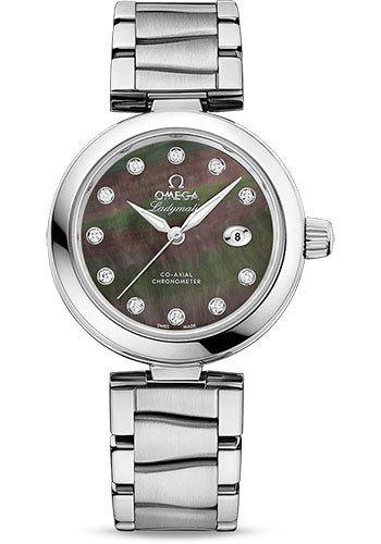 Omega De Ville Ladymatic Omega Co-Axial Watch – 34 mm Steel Case – Black Diamond Dial – 425.30.34.20.57.004
